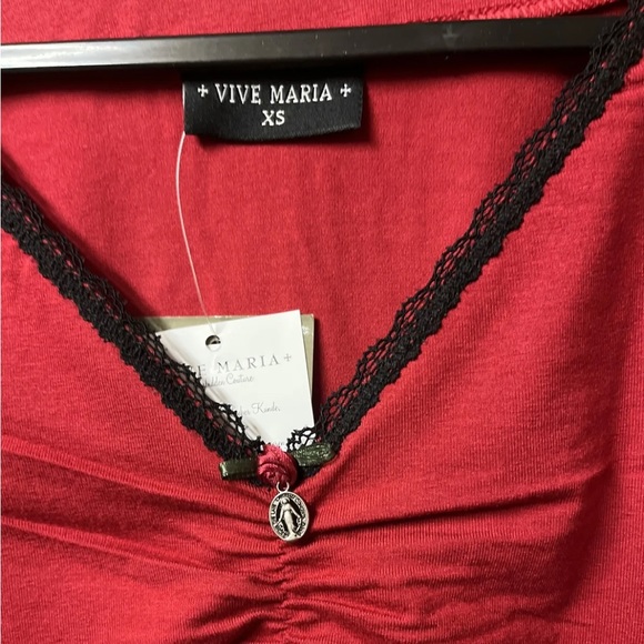 Vive Maria NWT Coquette Milkmaid Top Rosary Mother Mary Charm Size XS/S - Picture 2 of 2